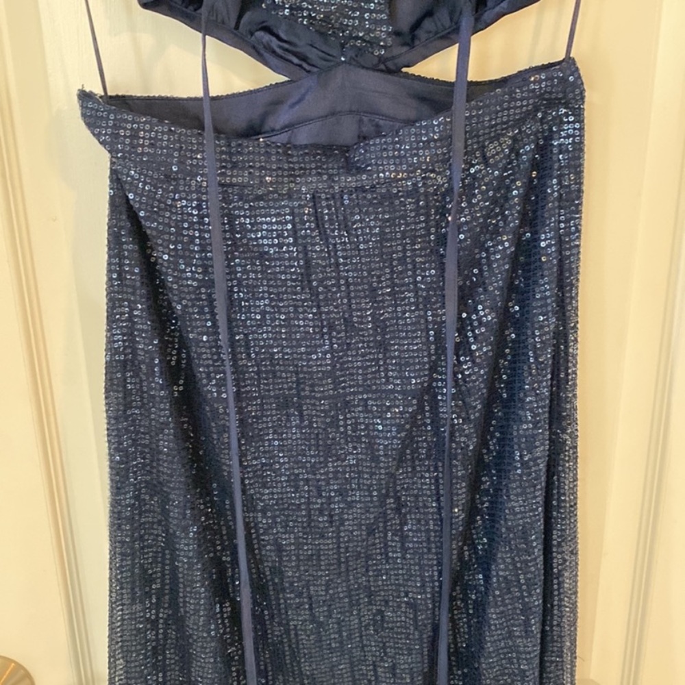 Ramy Brook Selena Sequin Maxi Dress Size 10 NWT Navy Cut Out Halter Gown Formal - Picture 11 of 13